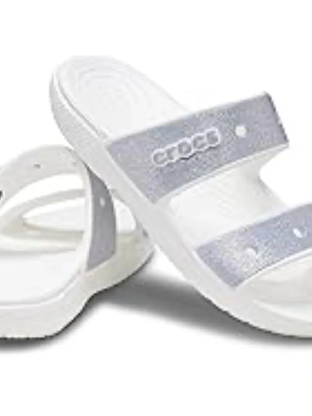 CROCS White Slides with Silver Straps